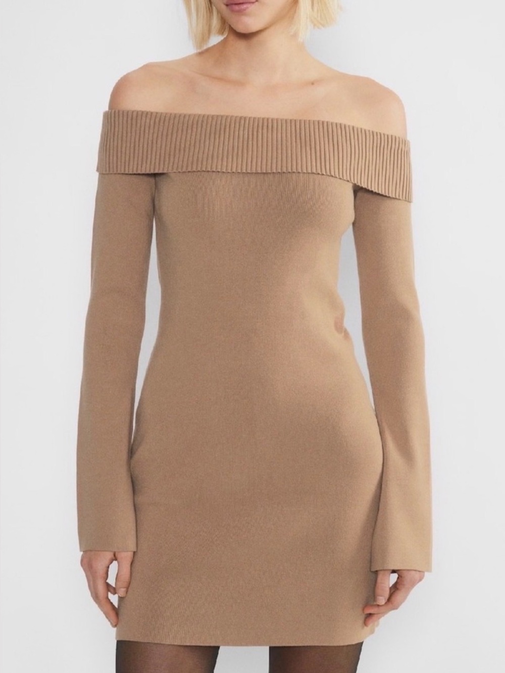 Aritzia Sunday Best Firebird Longsleeve Dress NWT Constant Camel size small